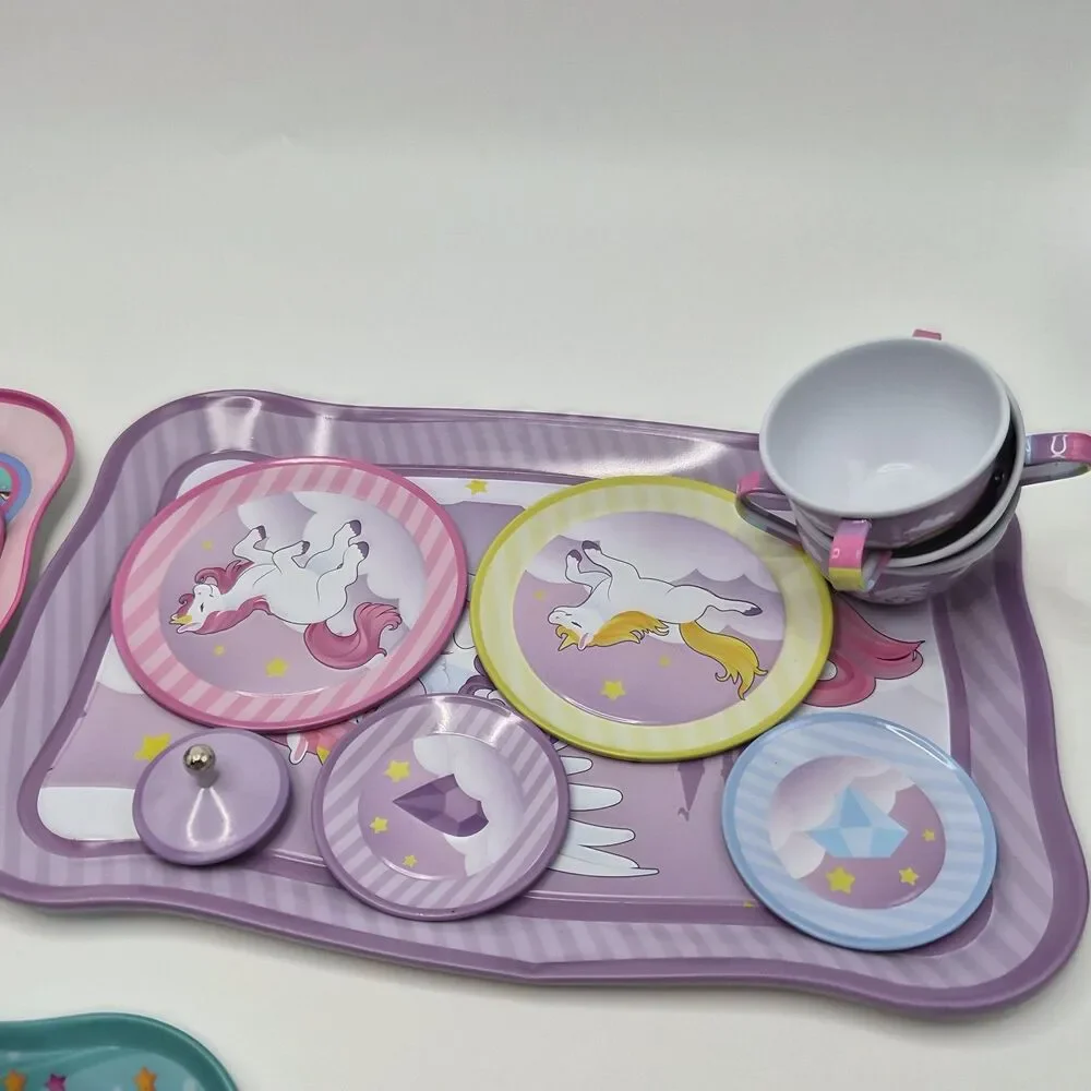 Set Of 3 Girl Tea Time Set For Replacement Mermaid, Unicorn, Llama Pretend Play